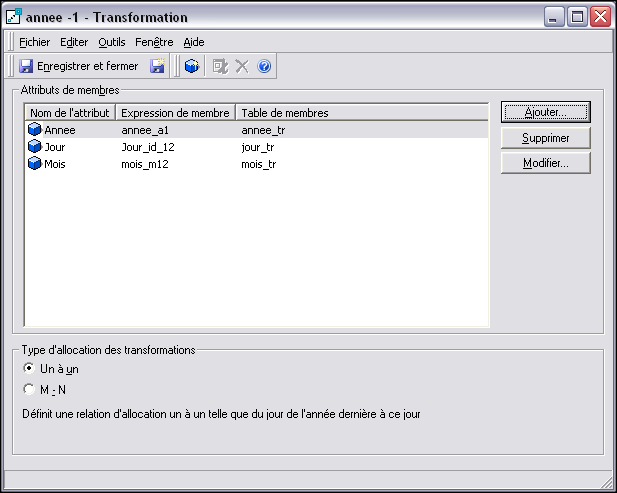 Cration d'une transformation 2